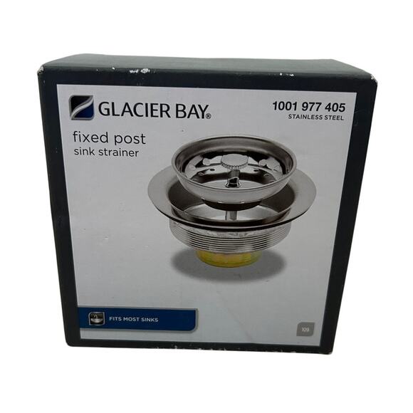 Glacier Bay - Fixed Post Kitchen Sink Strainer - Stainless Steel 1001-977-405 - Picture 1 of 4